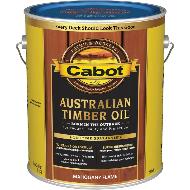 Cabot Australian Timber Oil – Mahogany Flame Exterior Finish, Water-Reducible, 1 Gallon 1