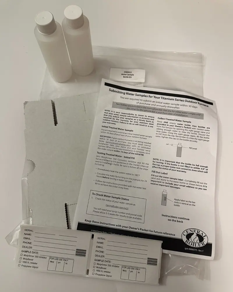 Central Boiler Water Sampling Kit – Includes Sample Bottle For Furnace Testing (2500415) 1