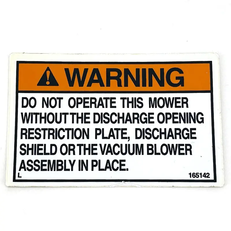 Discharge Opening Safety Decal – Grasshopper Lawn Equipment – Part 165142 1