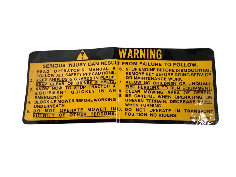 Operator Manual Reminder Decal For Grasshopper Units – Part 165565 1