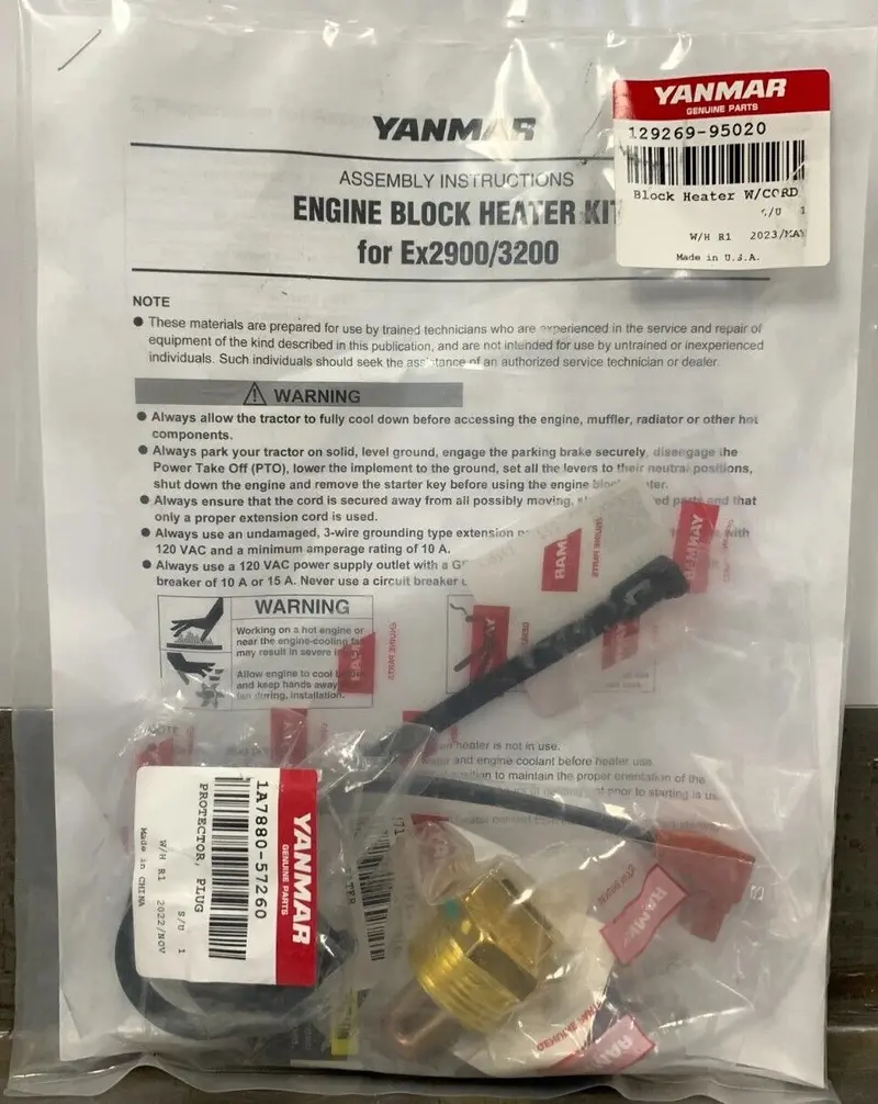 Yanmar Engine Block Heater Assembly - Part No. 129269-95020 1