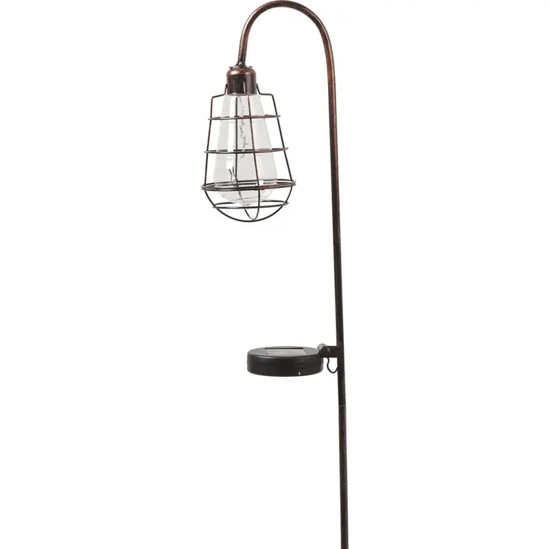 Alpine Solaris Solar Stake Light – Metal & Glass Edison-Style, 33-Inch Height 1