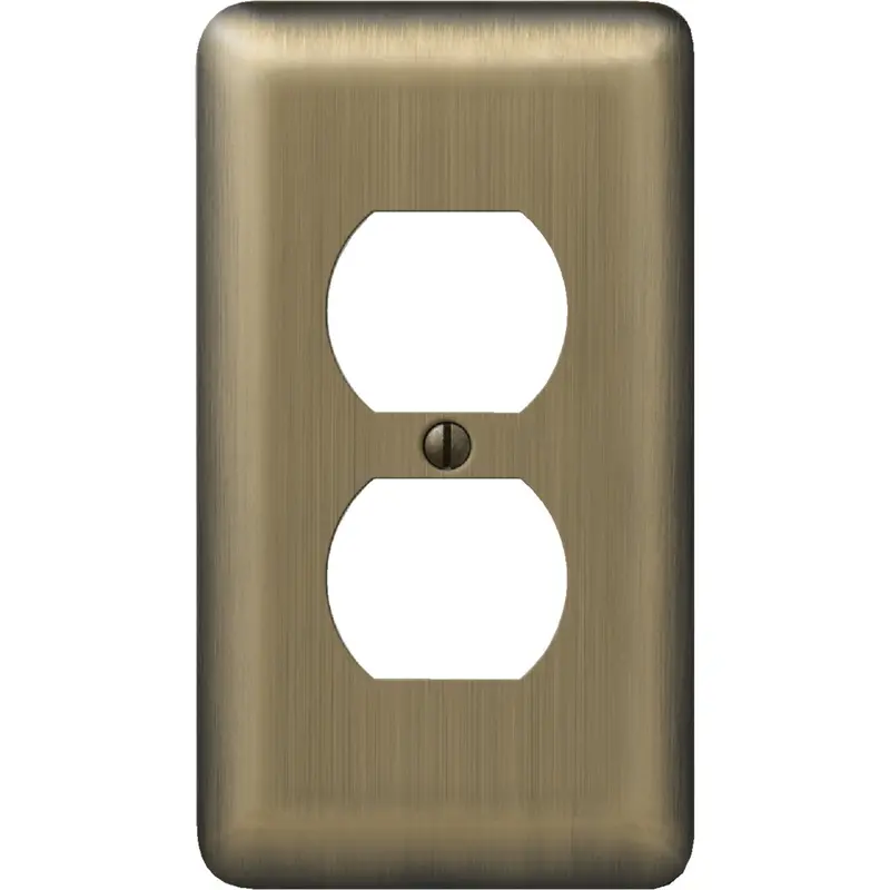 Amerelle Brushed Brass Outlet Wall Plate – Single-Gang Stamped Steel Cover 1