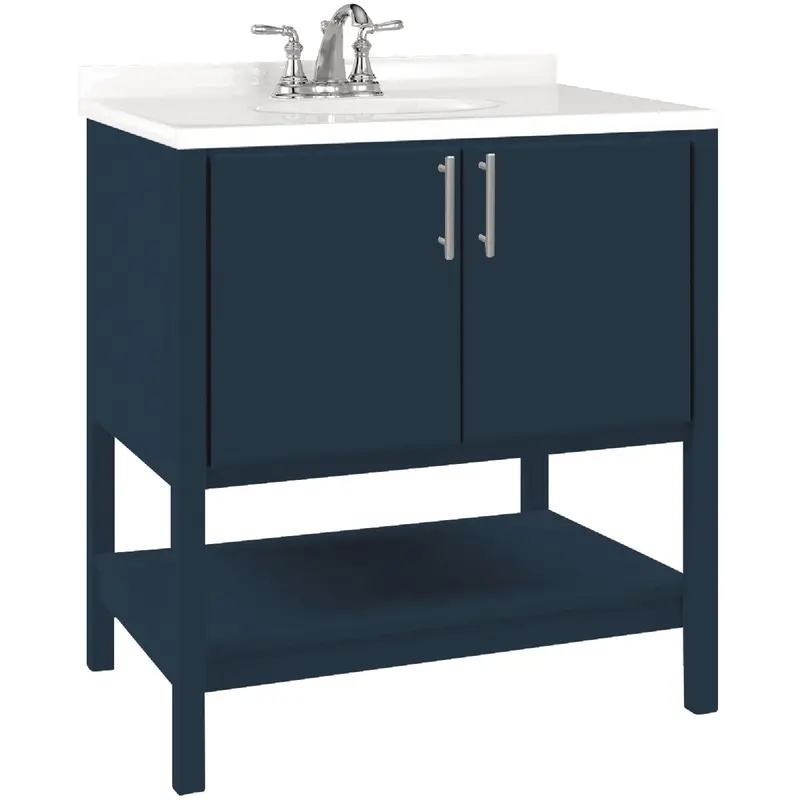 Bertch Essence Vanity Base – 30 In W X 34-1/2 In H X 21 In D, Cobalt Finish, Two-Door Style 1