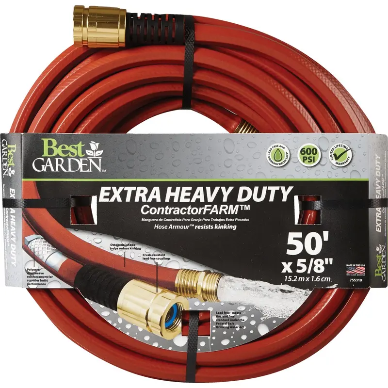Best Garden Drinking-Water-Safe Hose – 5/8-Inch Diameter × 50-Foot Length, Contractor Grade 1