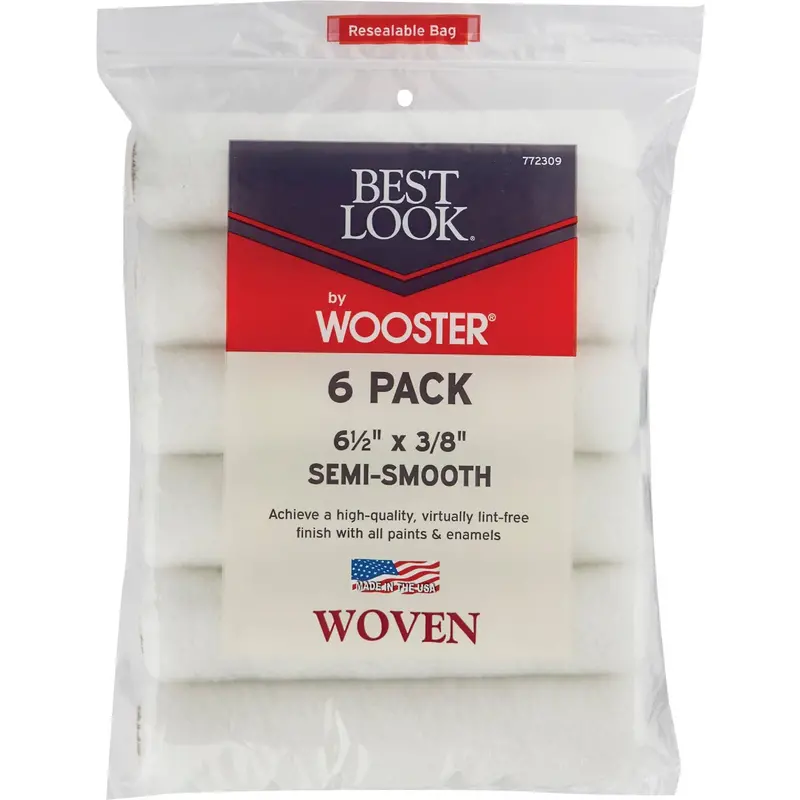 Best Look By Wooster 6.5-Inch Mini Woven Fabric Roller Cover – 3/8-Inch Nap, 6-Pack 1