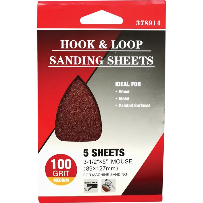 Boss Mouse Sanding Sheets – 100-Grit, Assorted Shapes (5-Pack) 1