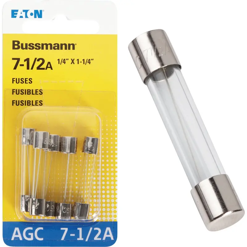Bussmann Agc Automotive Fuse — 7.5A, 250V, Glass Tube, 5-Pack 1