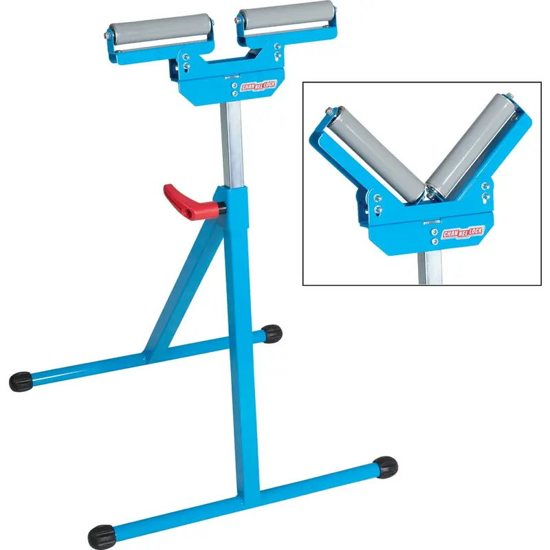 Channellock V-Style Roller Stand – Heavy-Duty Pipe And Tube Support System 1