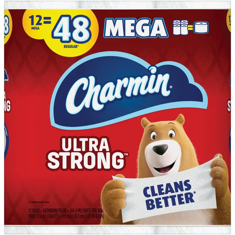 Charmin Ultra Strong Toilet Paper – 12 Mega Rolls, High-Durability Bath Tissue 1