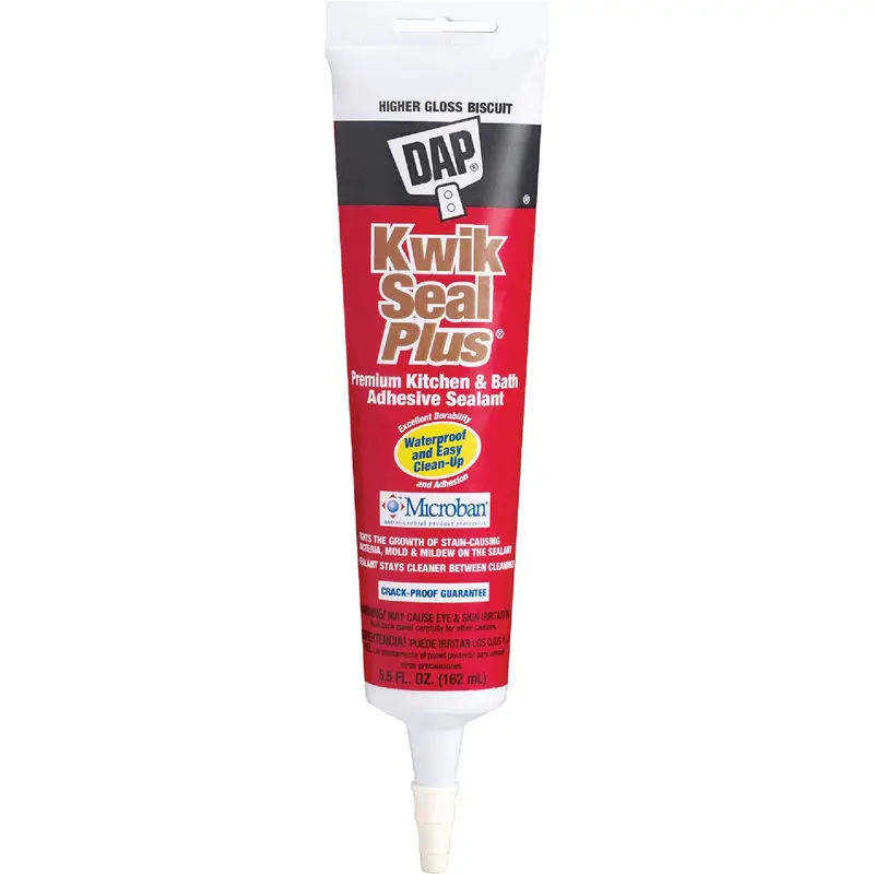 Dap Kwik Seal Plus Kitchen & Bath Adhesive Sealant – Biscuit Color, 5.5-Ounce Tube 1