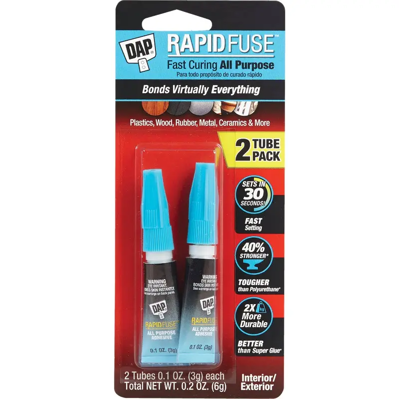 Dap Rapidfuse Clear Multi-Surface Adhesive – 0.1 Oz Tube, 2-Pack 1