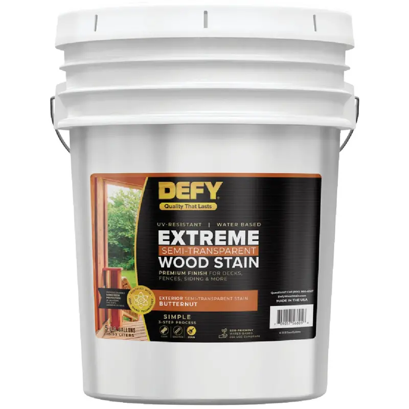 Defy Extreme Semi-Transparent Wood Stain – Butternut, 5-Gallon Pail 1