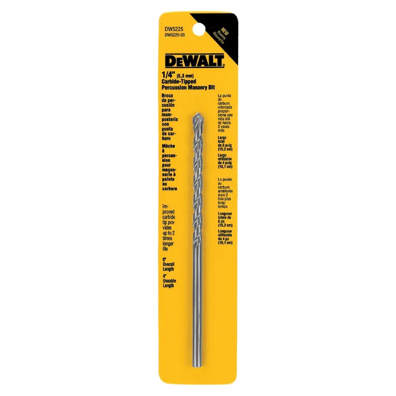 Dewalt Masonry Drill Bit – 1/4 In X 6 In Carbide-Tipped 1