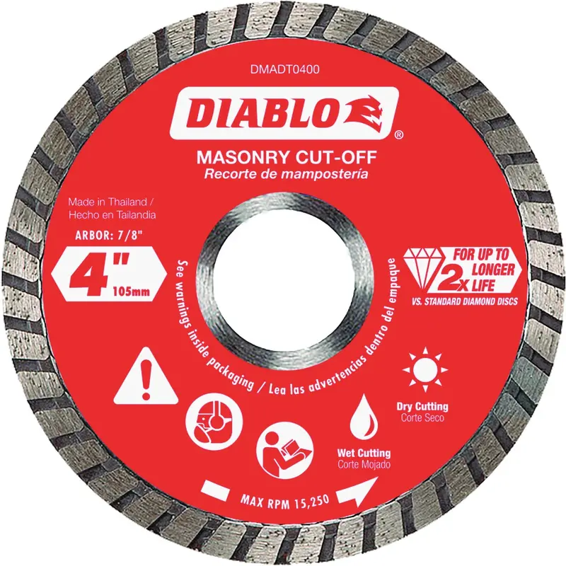 Diablo 4.5" Continuous Rim Diamond Blade — Turbo Wet/Dry Cutting 1