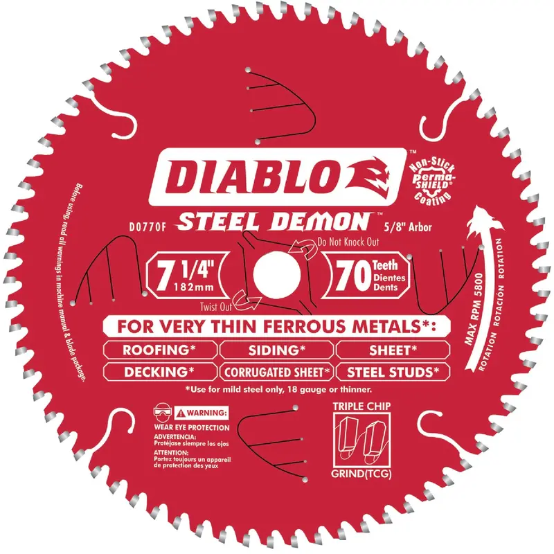 Diablo Steel Demon Circular Saw Blade – 7-1/4 In, 70-Tooth, Thin-Kerf For Ferrous Metals 1