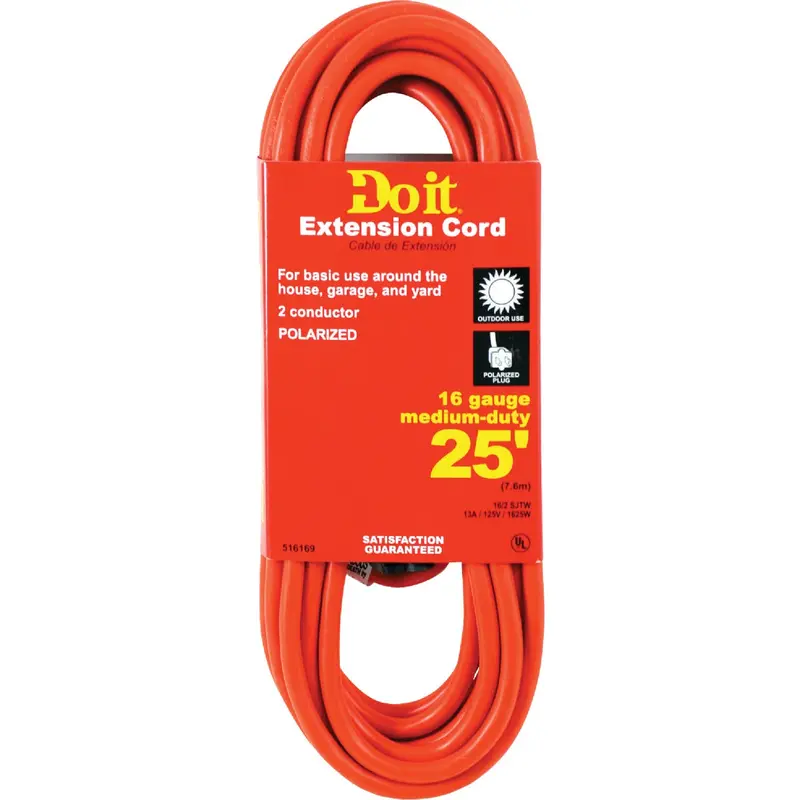 Do It 25-Foot 16/2 Outdoor Extension Cord With Polarized Plug 1