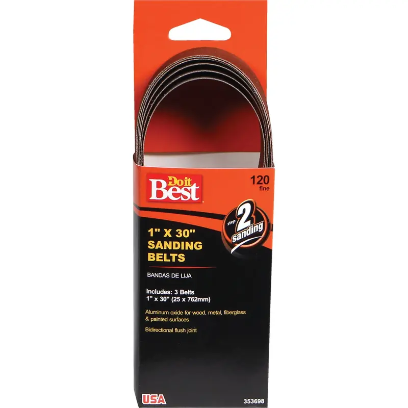 Do It Best 1" × 30" 120-Grit Sanding Belts — 3-Pack For Power Sanders 1