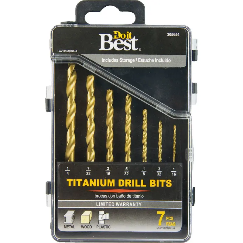 Do It Best Titanium-Coated Drill Bit Set – 7-Piece, Sizes 1/16" To 1/4" 1