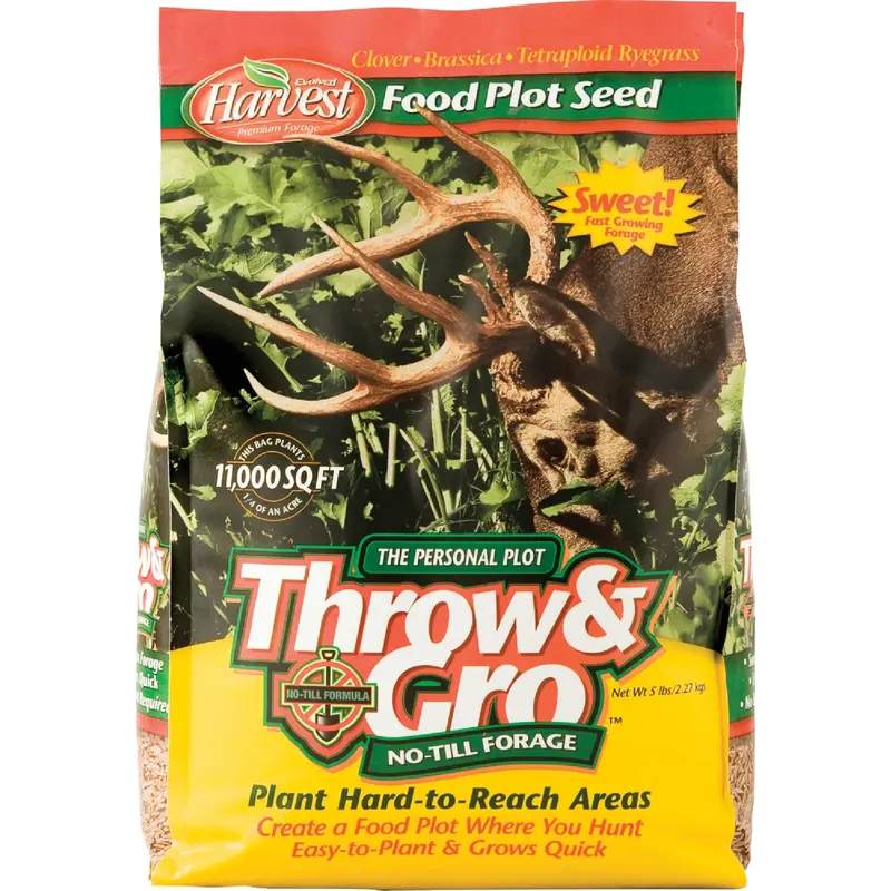 Evolved Harvest Throw & Gro Forage Seed Mix – 5 Lb Bag Covers 11,000 Sq Ft (Clover, Brassica, Ryegrass) 1