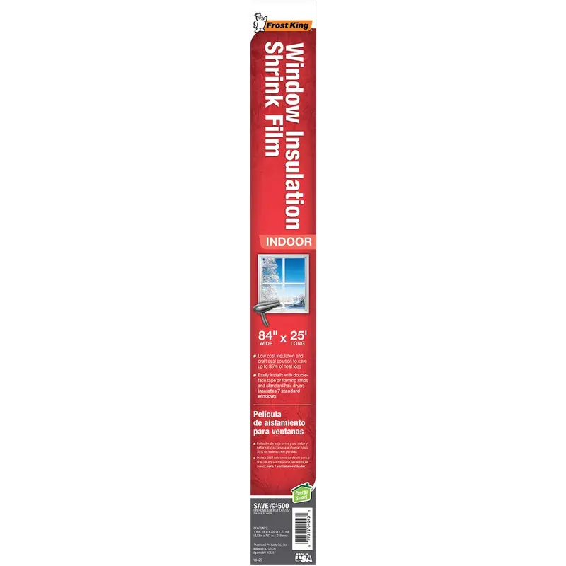 Frost King Indoor Window Insulation Film – 84 In × 25 Ft Shrink-Style Kit 1