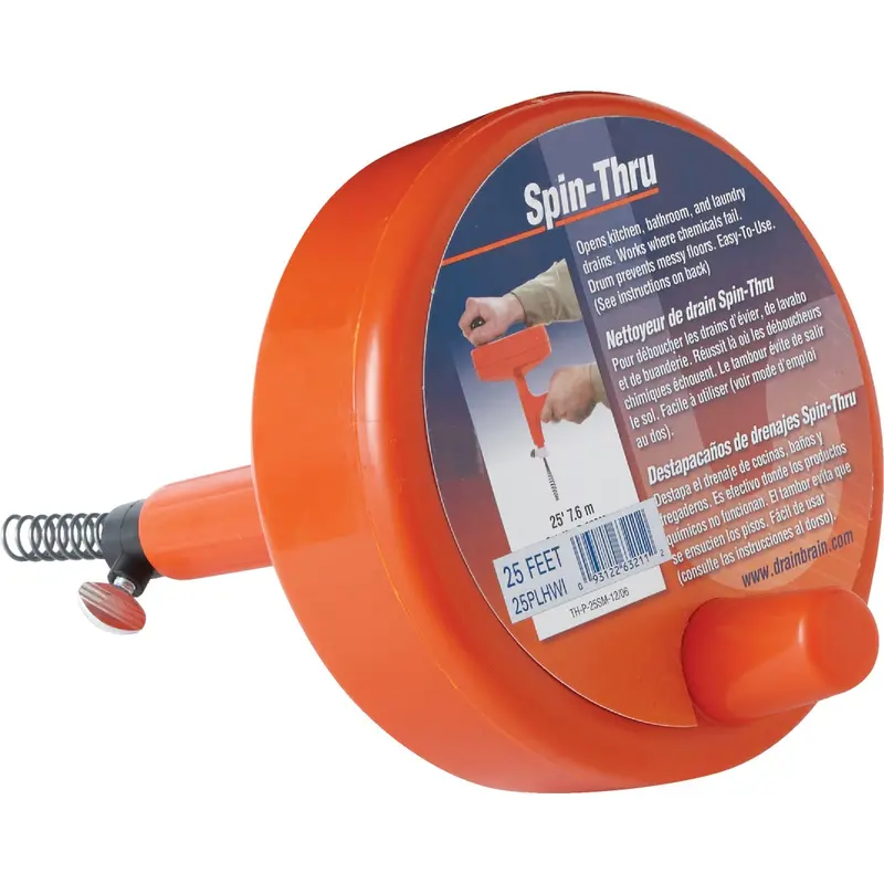 General Wire 1/4-Inch X 25-Foot Plastic Drain Auger With Spin-Through Handle 1
