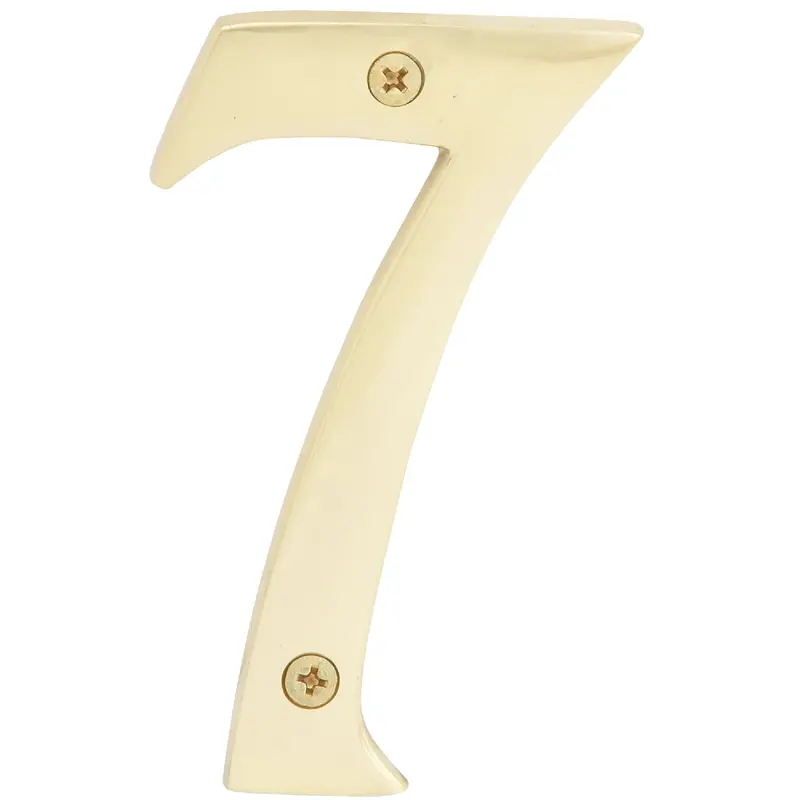 Hy-Ko Polished Brass House Number – Digit '7', 4" Diameter 1