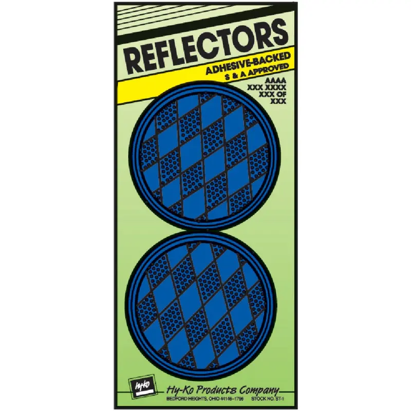 Hy-Ko Press-On Reflectors – 3-1/4" Round Blue, 2-Pack For Visibility 1