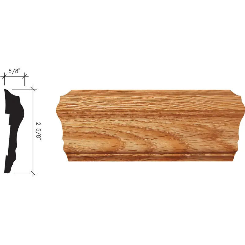 Inteplast Majestic Oak Polystyrene Chair Rail Molding – 5/8" X 2-5/8" X 8 Ft. 1