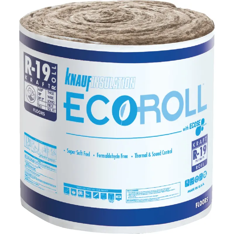 Knauf R-19 Kraft-Faced Fiberglass Insulation Roll – 23" × 39.16 Ft For Standard Wall Cavities 1