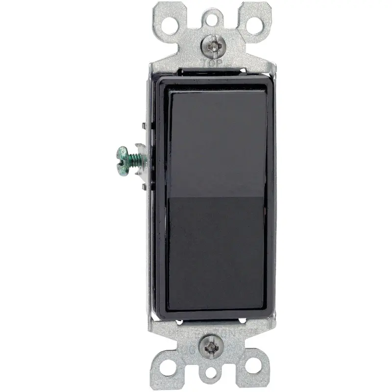 Leviton Decora 15-Amp Single-Pole Rocker Switch – Residential-Grade, Black Finish 1