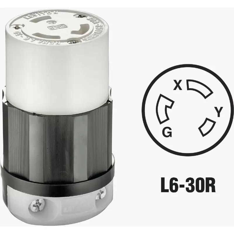Leviton Industrial Locking Cord Connector – 30A, 250V, 3-Wire, 2-Pole Configuration 1