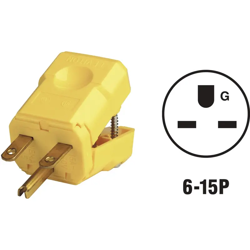 Leviton Python Cord Plug – 15A, 250V, 3-Wire, 2-Pole Heavy-Duty 1