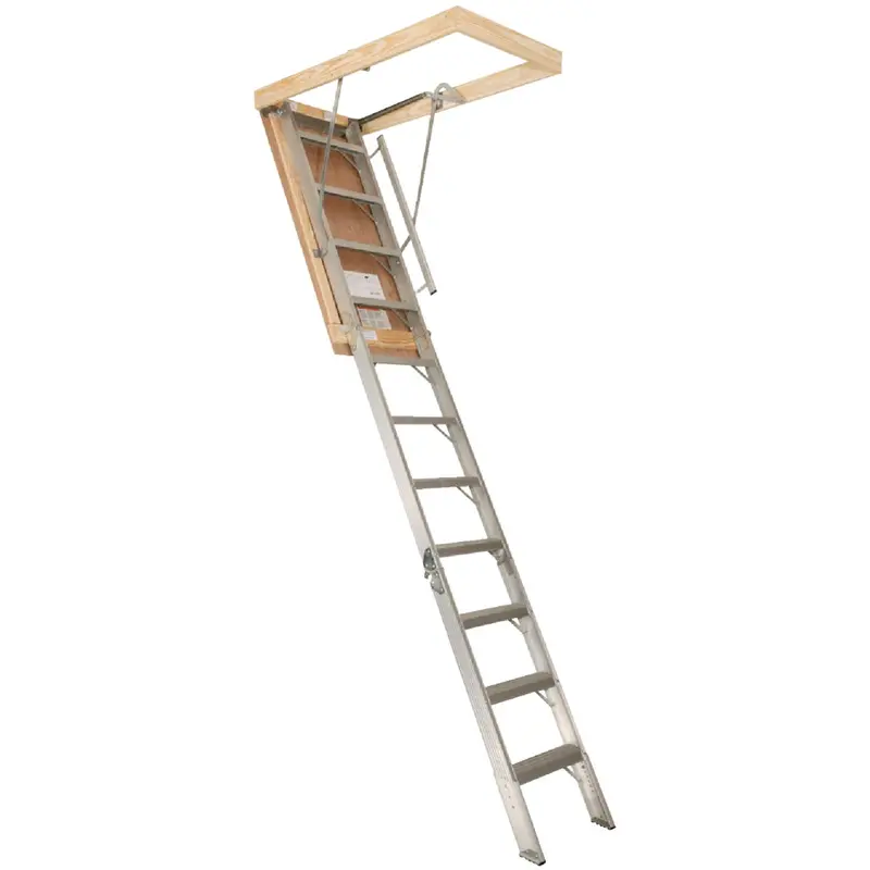Louisville Elite 7 Ft. 8 In. To 10 Ft. 3 In. 25-1/2 In. X 54 In. Aluminum Attic Stairs, 375 Lb. Load 1