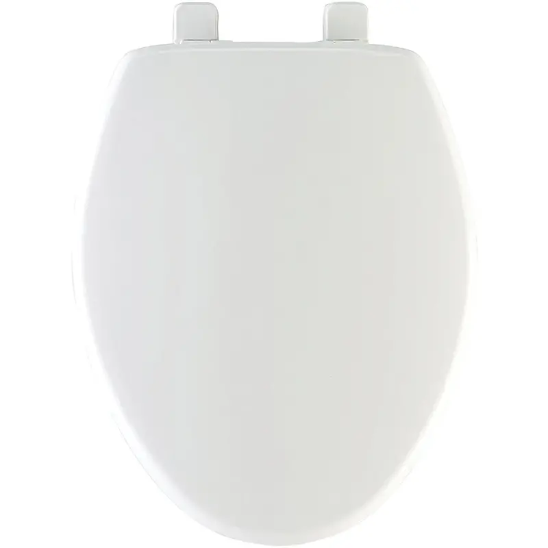Mayfair Elongated Slow-Close Toilet Seat – White Plastic, Closed Front 1