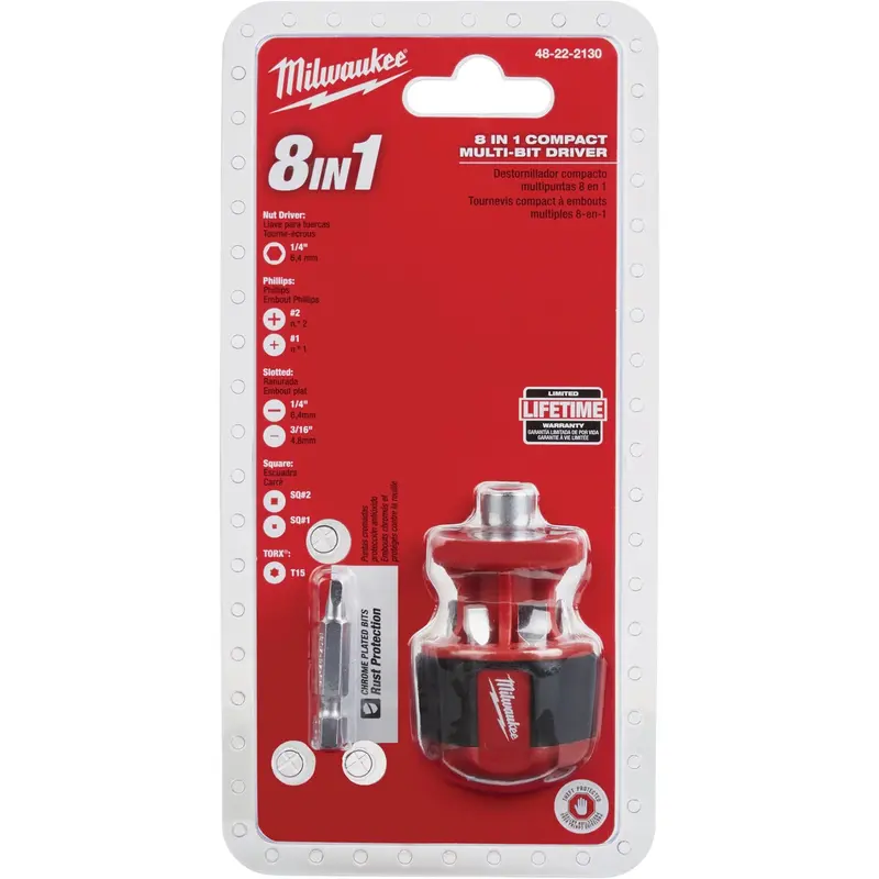 Milwaukee 8-In-1 Compact Multi-Bit Screwdriver – Ergonomic Hand Tool Kit 1