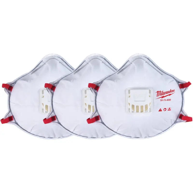 Milwaukee N95 Valved Respirator – Disposable, Gasket-Sealed, 3-Pack 1