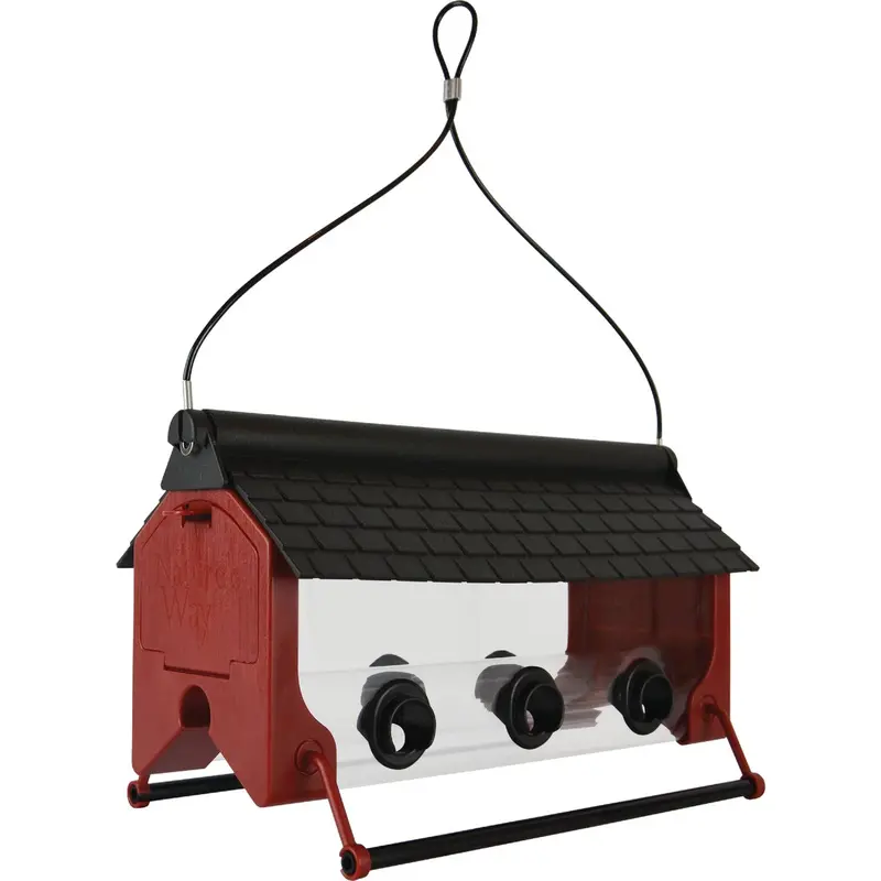 Nature'S Way Horizontal Bird Feeder – Red Plastic Design For Easy Mounting And Wild Bird Attraction 1