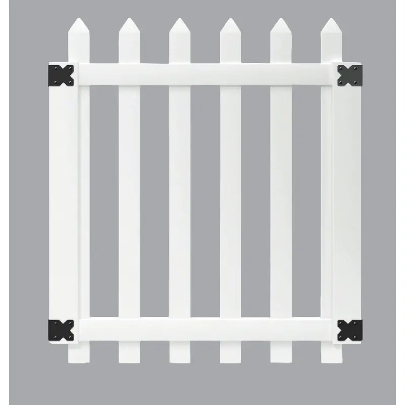 Outdoor Essentials Vinyl Picket Gate – 41-1/2" W × 48" H, Spaced White Design 1