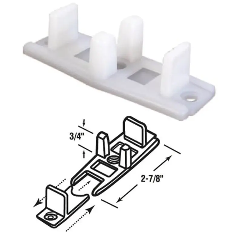Prime-Line Adjustable Bypass Door Bottom Guide — 3/4-Inch Nylon Base (2-Pack) 1