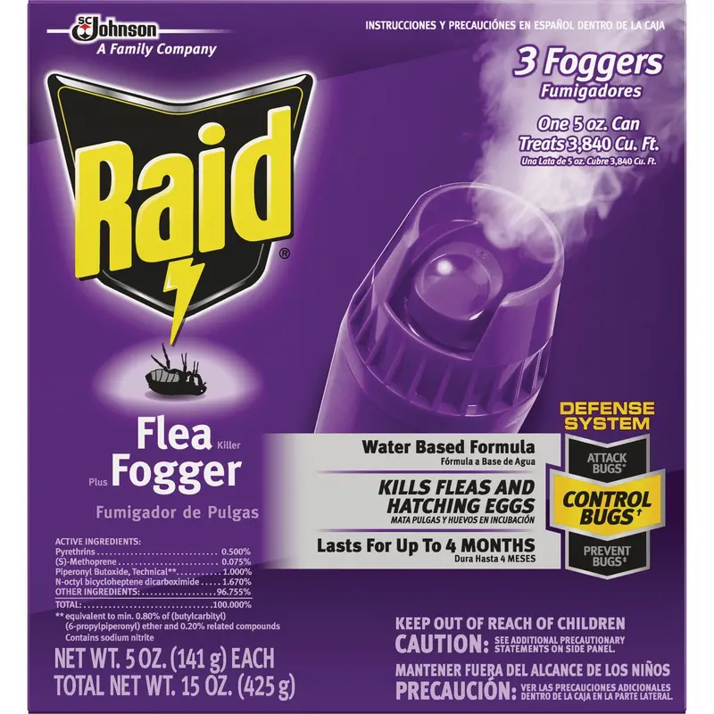 Raid Flea Fogger – 5 Oz Can (3-Pack Indoor Pest Control) 1