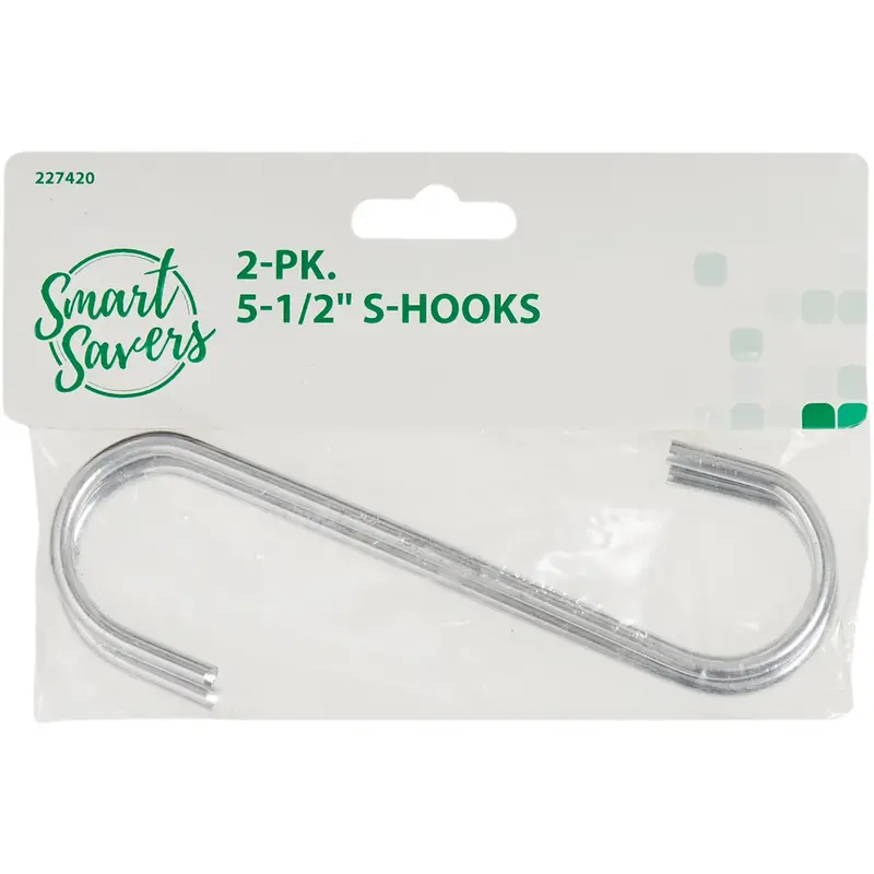 Smart Savers Zinc-Coated Open S-Hooks – 5.5-Inch Size, 2-Pack For Hanging And Organization 1
