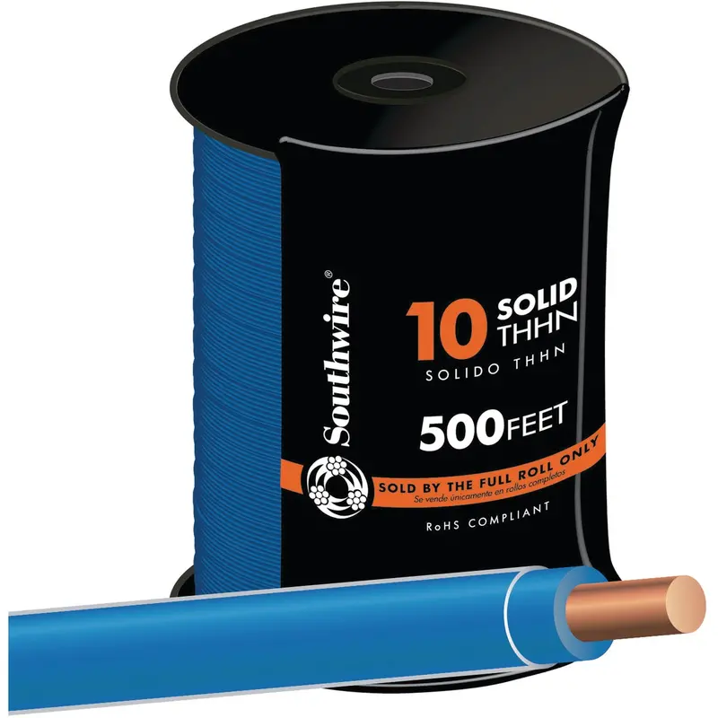 Southwire Thhn Electrical Wire – 10 Awg Solid Blue, 500-Foot Spool 1