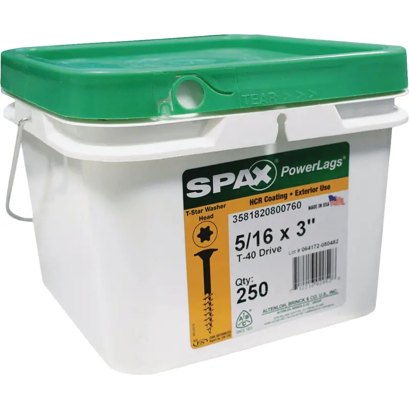 Spax Powerlag Exterior Structural Screws – 5/16-Inch X 3-Inch Washer Head (250-Pack) 1