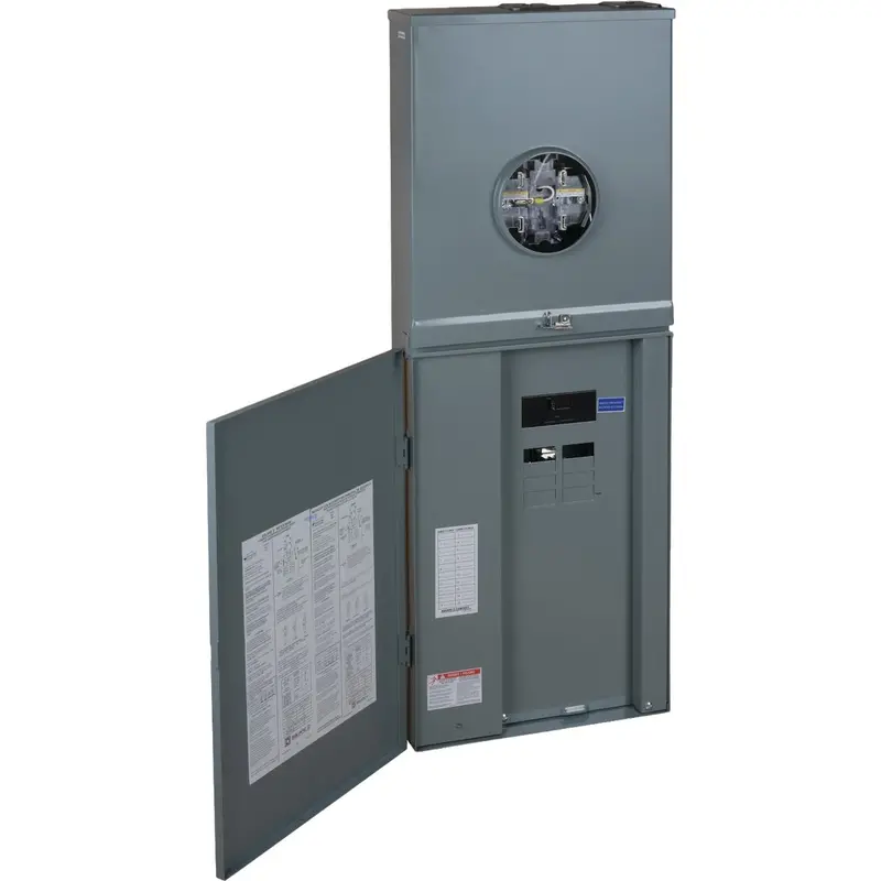 Square D Homeline Outdoor Load Center — 200A, 8-Space/16-Circuit Meter Socket With Main Breaker 1