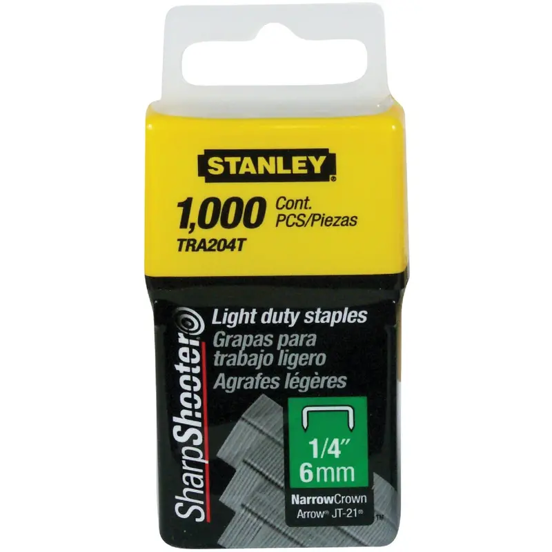 Stanley Sharpshooter Narrow Crown Staples — 1/4-Inch Light-Duty (1000-Pack) 1