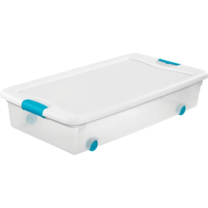 Sterilite Latch & Clear Underbed Storage Box – 56-Quart Capacity With Wheels 1