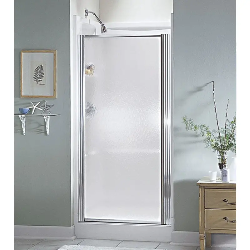 Sterling Pivot Shower Door – 36-Inch × 64-Inch Chrome-Finished Hammered Glass 1