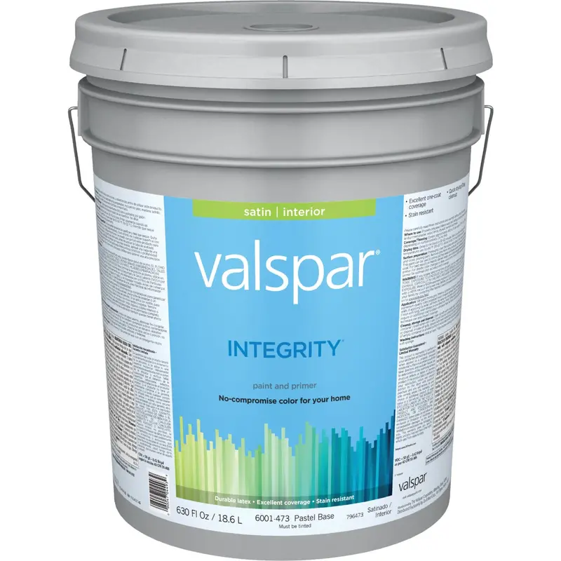 Valspar Integrity Satin Interior Wall Paint & Primer In One – Pastel Base, 5-Gallon Can 1