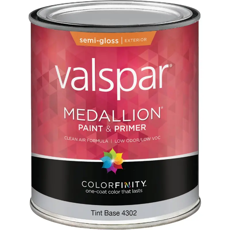 Valspar Medallion Exterior Paint & Primer – 100% Acrylic Semi-Gloss, Tintable Base, 1-Quart 1